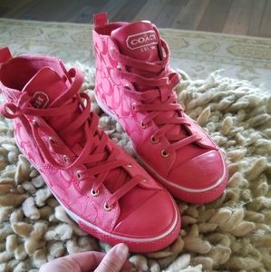 Authentic red coach sneakers